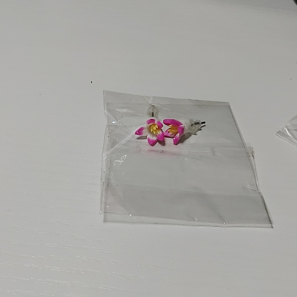 Pink and Yellow Flower Earrings